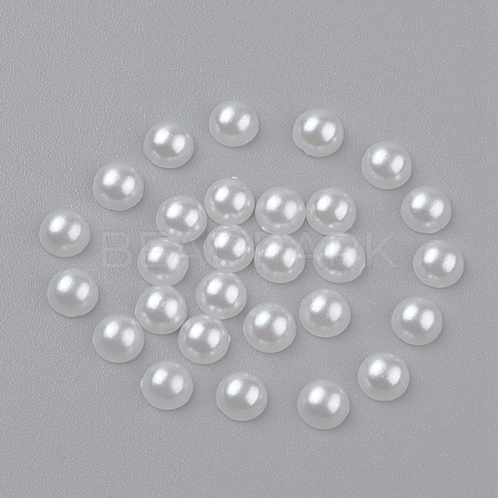 5MM Creamy White Dome Half Round Acrylic Imitated Pearl Cabochons Fit Phone Decoration X-OACR-H001-4-1