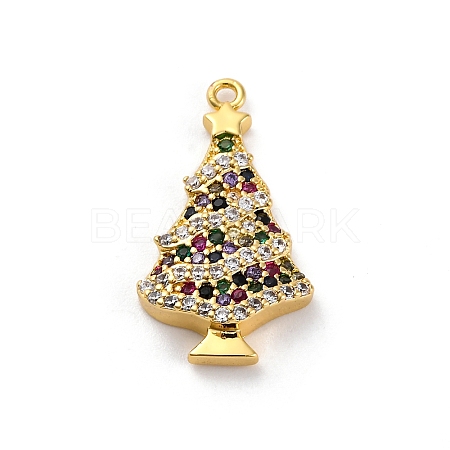 Christmas Series Brass Micro Pave Cubic Zirconia Pendants KK-Q010-01G-05-1