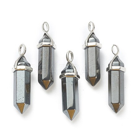 Synthetic Non-magnetic Hematite Pointed Pendants X-G-M378-01P-A16-1