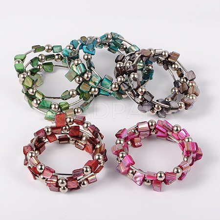 Shell Beads Wrap Bracelets BJEW-JB01609-1