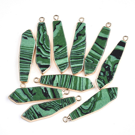 Electroplate Synthetic Malachite Pendants G-S344-24F-1