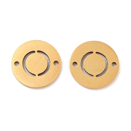 PVD Vacuum Plating 201 Stainless Steel Hollow Flat Round Links FIND-R149-03O-G-1