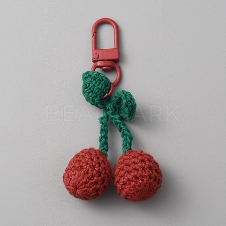 Cherry Wool Knitting Pendant Decorations HJEW-WH0068-12B-1