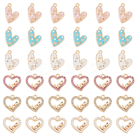 SUPERFINDINGS 36pcs 6 style Alloy Enamel Pendants FIND-FH0007-40-1