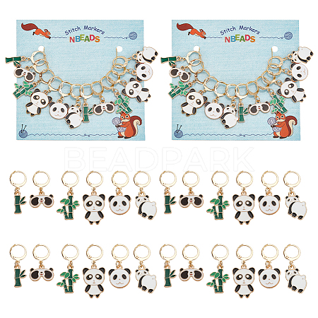 Alloy Enamel Bamboo Stick/Panda Pendant Locking Stitch Markers HJEW-AB00113-1