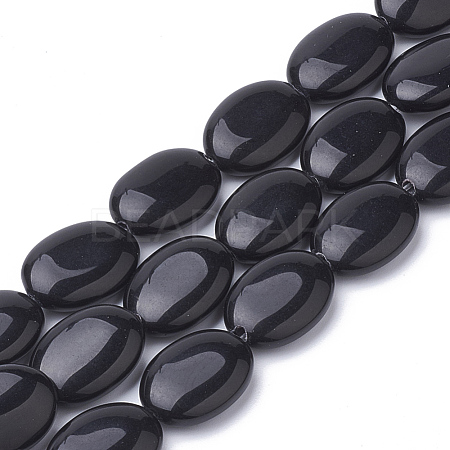 Natural Black Stone Beads Strands X-G-S292-26-1