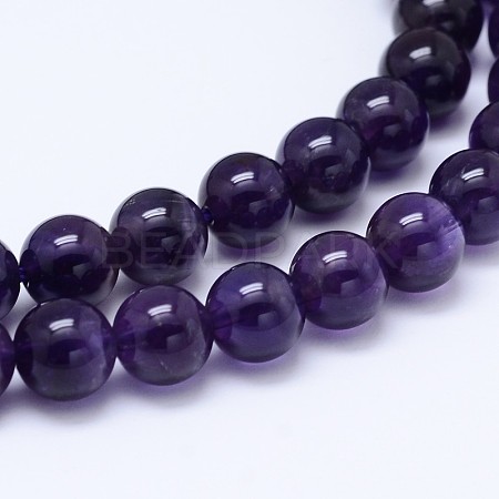 Natural Amethyst Round Bead Strands G-M212-6mm-01C-1