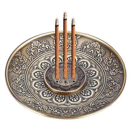 Portable Lotus Pattern Incense Burner Sets DJEW-WH0001-17-1
