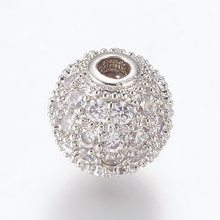 Brass Micro Pave Cubic Zirconia Beads ZIRC-E134-8mm-04P-1