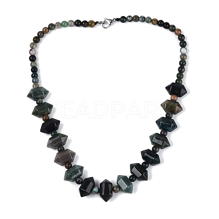 Natural Indian Agate Round & Cone Beaded Necklaces NJEW-N064-03F-1