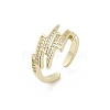 Brass Micro Pave Clear Cubic Zirconia Cuff Rings for Women RJEW-S400-02G-4