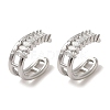 Rack Plating Brass Pave Clear Cubic Zirconia Oval Cuff Earrings for Women EJEW-P280-16P-1