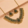 Teardrop Alloy Rhinestone Pendant Necklaces & Dangle Earrings Sets for Women WGDDD7F-03-1