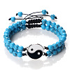 Black and White Yin Yang Synthetic Turquoise Braided Bracelets NA9786-8-1