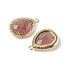 Natural Strawberry Quartz Faceted Teardrop Pendants G-I382-01G-08-2