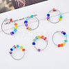 DICOSMETIC 10Pcs 2 Style Rainbow Color Glass Beaded Rotating Open Cuff Rings Set RJEW-DC0001-15-3