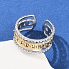 304 Stainless Steel Double Color Cuff Rings RJEW-S635-01GP-14-1