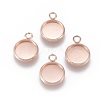 201 Stainless Steel Pendant Cabochon Settings X-STAS-F191-14RG-B-2