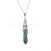 Synthetic Malachite Six-Sided Prism Healing Dowsing Pendulum Pendant Iron Cable Chain Necklaces for Divination HM5691-5-1