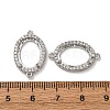 Oval Brass Micro Pave Clear Cubic Zirconia Connector Cabochons Settings KK-NH0007-03P-3