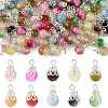 100Pcs 10 Colors Crackle Baking Paint Imitation Jade Glass Charms PALLOY-FS00056-1