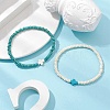 2Pcs Synthetic Turquoise Beads Stretch Bracelets for Women Men BJEW-JB11293-1