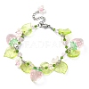 Glass & Resin & Acrylic Flower Charm Bracelet BJEW-JB09435-03-1