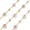 Glass & ABS Plastic Pearl Beaded Flower Link Chains CHS-G028-12G-1