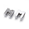 Alloy Initial Slide Charms with Grade A Rhinestones ALRI-R032-M-FF-2