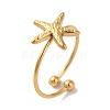 Ion Plating (IP) 304 Stainless Steel Starfish Open Cuff Rings for Women RJEW-M167-08B-G-1