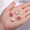 4Pcs 2 Colors Mother's Day Theme Real 18K Gold Plated Brass Micro Pave Clear Cubic Zirconia Enamel Charms sgZIRC-SZ0001-38-3