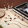 Wood Cross with Acrylic Beaded Pendant Necklaces for Women NJEW-AB00012-5