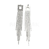 Clear Cubic Zirconia & Crystal Rhinestone Long Tassel Dangle Stud Earrings EJEW-C037-07C-P-2