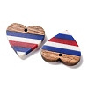 Independence Day Opaque Striped Resin & Walnut Wood Pendants RESI-U010-02V-2