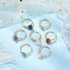 7Pcs 7 Styles Natural & Synthetic Gemstone Chip Finger Rings RJEW-JR00695-2