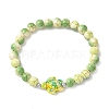 Baking Paint Synthetic Turquoise Round & Tortoise Beads Stretch Bracelets for Men Women BJEW-JB12340-03-2