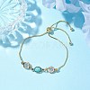 Resin & Glass Oval Links Slider Bracelets BJEW-JB10385-2