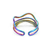 Rainbow Color 304 Stainless Steel Wave Wire Wrap Open Cuff Ring for Women RJEW-N038-047M-2