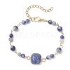 Natural Gemstone Link Chain Bracelets for Women BJEW-JB13315-4