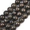 Natural Pyrite Beads Strands G-P303-01-8mm-16-2