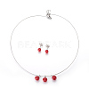 (Jewelry Parties Factory Sale)304 Stainless Steel Stud Earrings & Pendant Necklaces Jewelry Sets SJEW-L135-02A-01-1