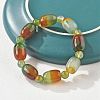 Natural Peacock Agate Bead Stretch Bracelets G-P570-01J-3