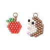 2Pcs 2 Styles Beaded Apple & Hedgehog Charms PALLOY-MZ01094-1