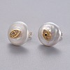 Natural Pearl Stud Earrings EJEW-L231-19G-1