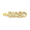 Word DIOS Rack Plating Brass Micro Pave Clear Cubic Zirconia Pendants X-KK-Z053-11G-02-1