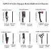 12Pcs 6 Styles Opaque Resin Halloween Horror Goth Pendants RESI-CJ0002-90-2