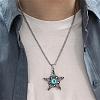 Five-pointed Star Pendant Necklace Titanium Steel Star Pendant Necklace Vintage Resin Evil Eye Jewelry Guardian Charms for Men Women JN1108A-6