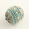 Round Handmade Rhinestone Indonesia Beads IPDL-Q036-19-3