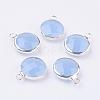 Silver Color Plated Brass Glass Flat Round Charms GLAA-M003-A-18S-1