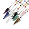 Mixed Gemstone Hexagonal Pointed Cone Dowsing Pendulum Pendants G-G983-05P-2